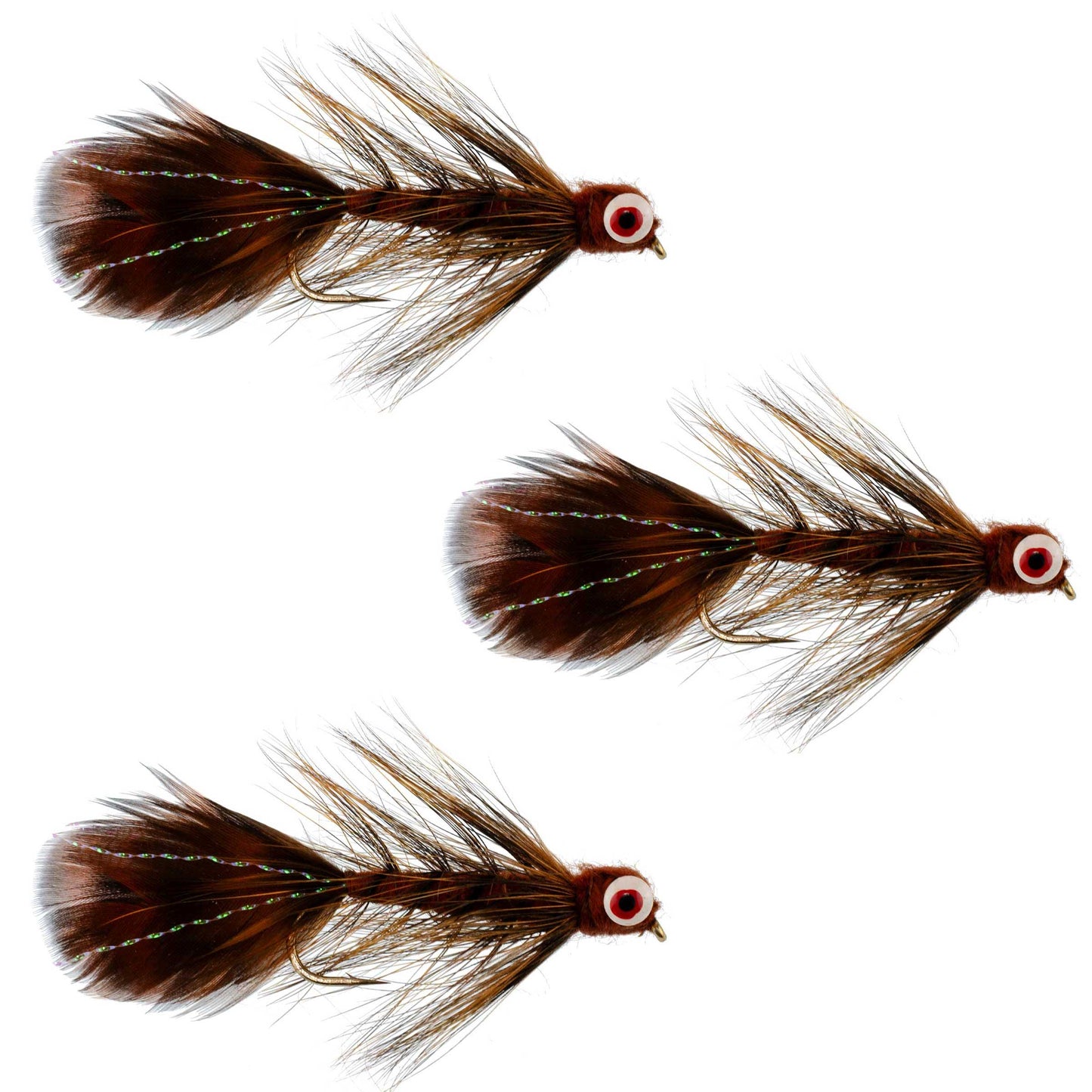3 Pack Whitlock Near Nuff Sculpin Brown Streamer Flies Size 4