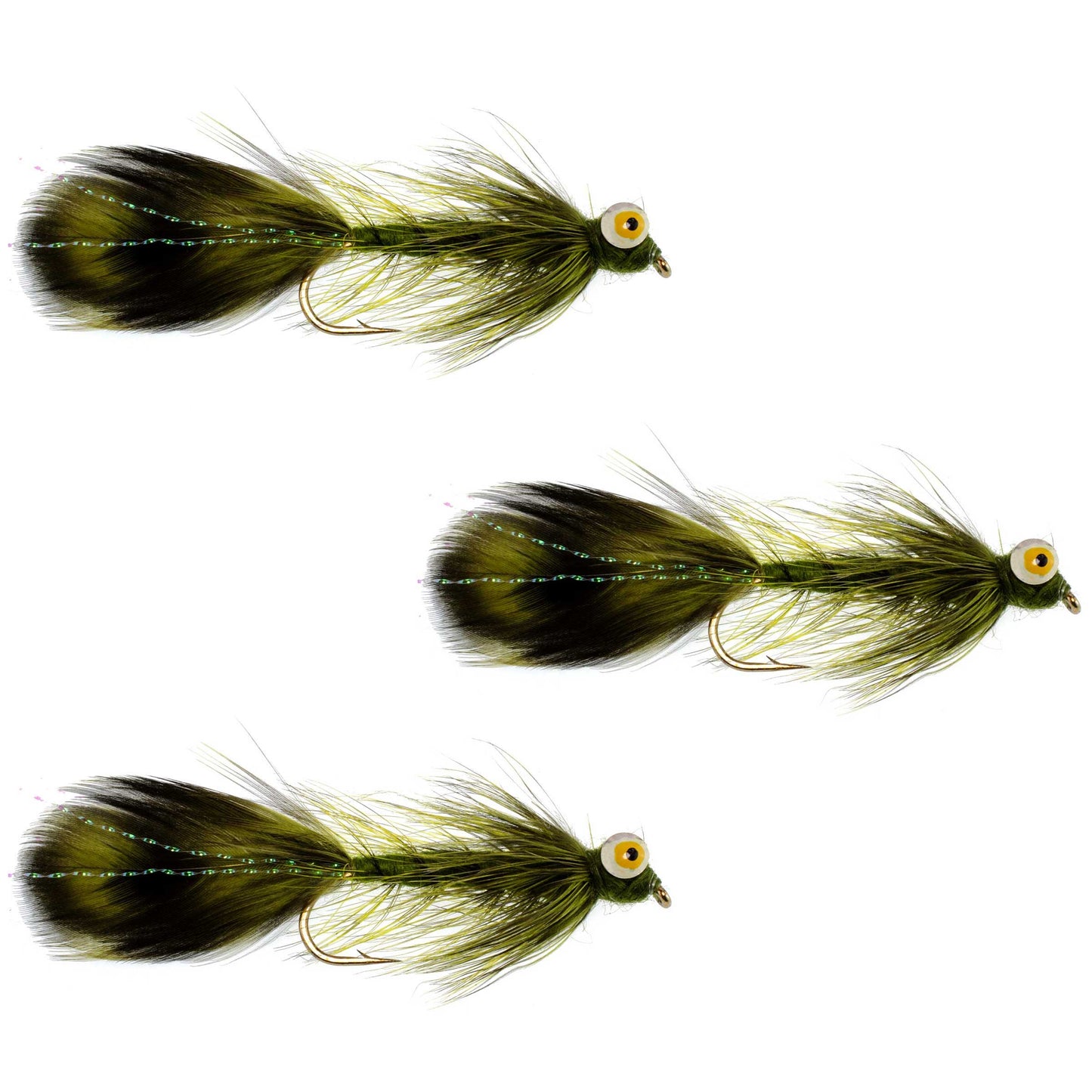 3 Pack Whitlock Near Nuff Sculpin Olive Streamer Flies Size 4
