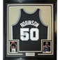 Framed Autographed/Signed David Robinson 35x39 San Antonio Spurs Black Authentic M&N Basketball Jersey Beckett BAS COA