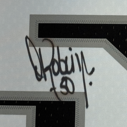 Framed Autographed/Signed David Robinson 35x39 San Antonio Spurs Black Authentic M&N Basketball Jersey Beckett BAS COA