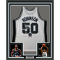 Framed Autographed/Signed David Robinson 35x39 NBA Top 50 San Antonio Spurs White Authentic M&N Basketball Jersey Beckett BAS COA