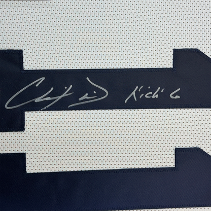 Framed Autographed/Signed Chris Davis Jr. 35x39 Auburn White College Football Jersey JSA COA