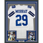 Framed Autographed/Signed DeMarco Murray 35x39 Dallas White Football Jersey JSA COA