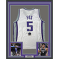 Framed Autographed/Signed De'Aaron Fox 35x39 Sacramento White Basketball Jersey BAS COA