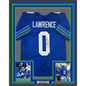 Framed Autographed/Signed DeMarcus Lawrence 35x39 Seattle Blue Retro Football Jersey Beckett BAS COA