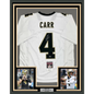 Framed Autographed/Signed Derek Carr 35x39 New Orleans White Football Jersey JSA COA