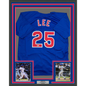 Framed Autographed/Signed Derrek Lee 35x39 Chicago Blue Baseball Jersey Beckett BAS COA