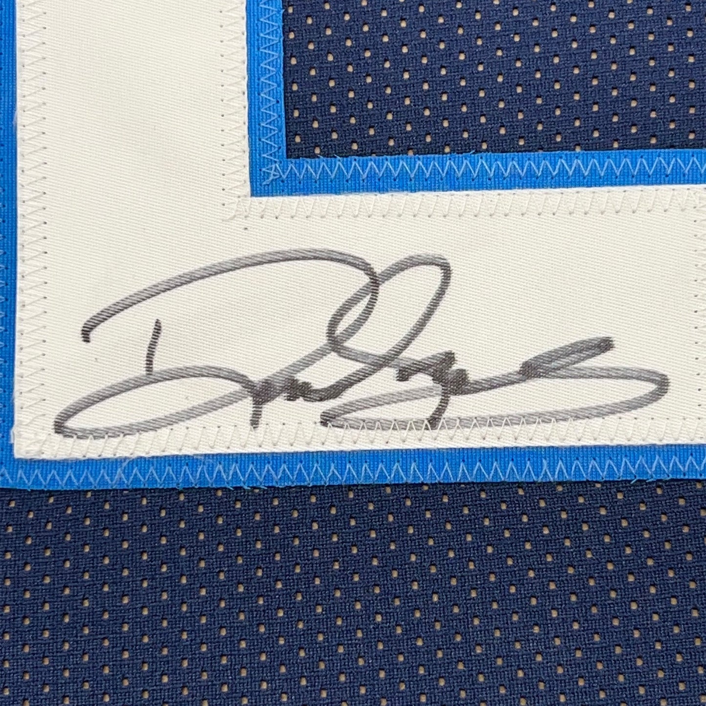Framed Autographed/Signed Derrick Henry 35x39 Tennessee Dark Blue Football Jersey JSA COA #2