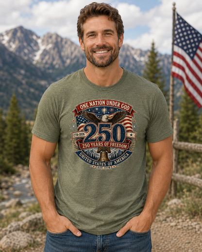 Vintage T-Shirt One Nation Under God Patriotic Freedom