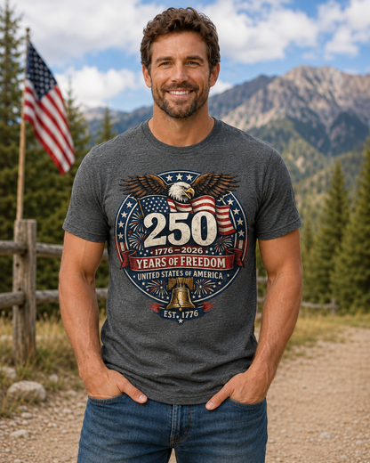 Vintage T-Shirt 250 Years Of Freedom Rustic Patriotic America
