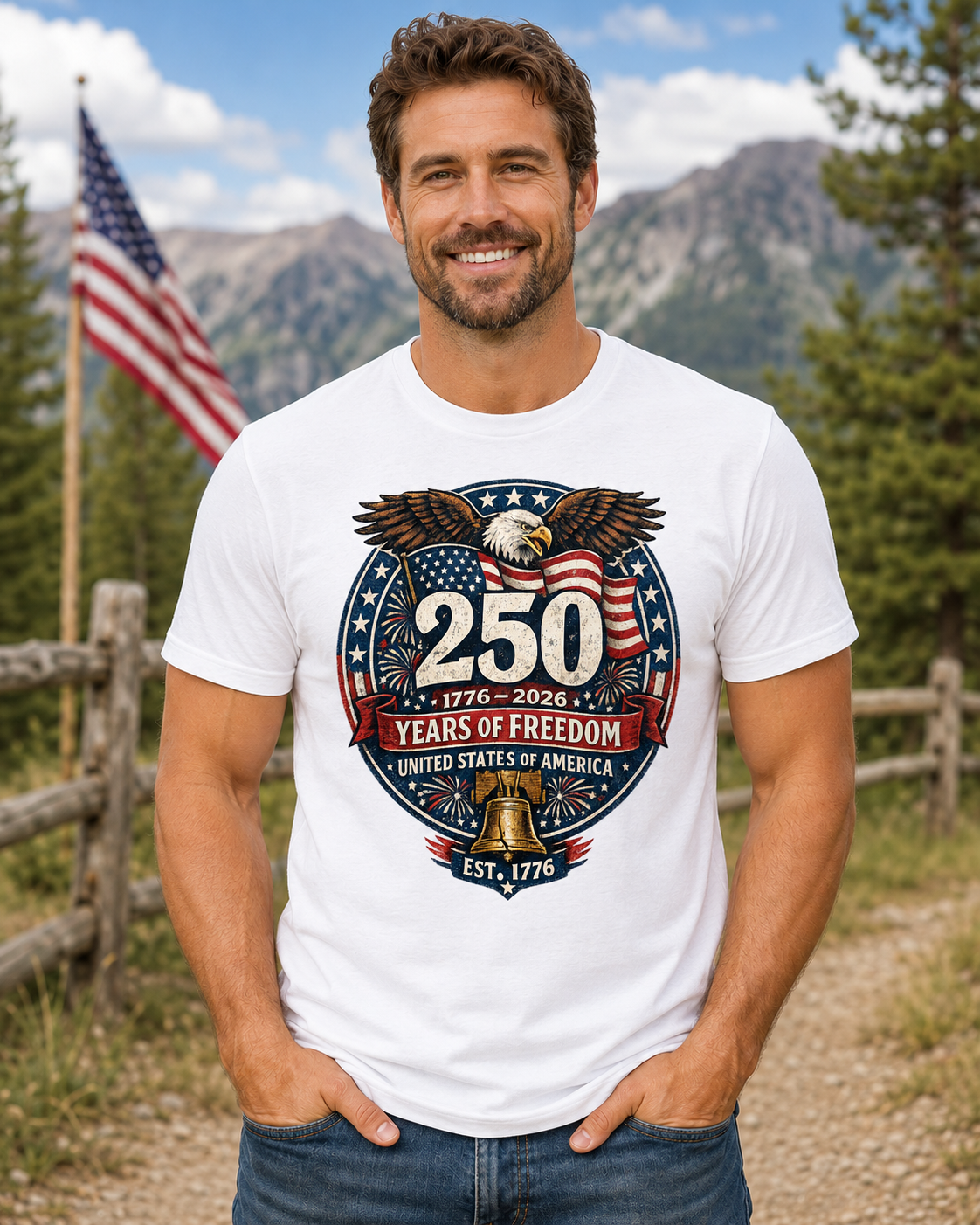Vintage T-Shirt 250 Years Of Freedom Rustic Patriotic America