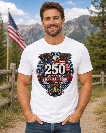 Vintage T-Shirt 250 Years Of Freedom Rustic Patriotic America