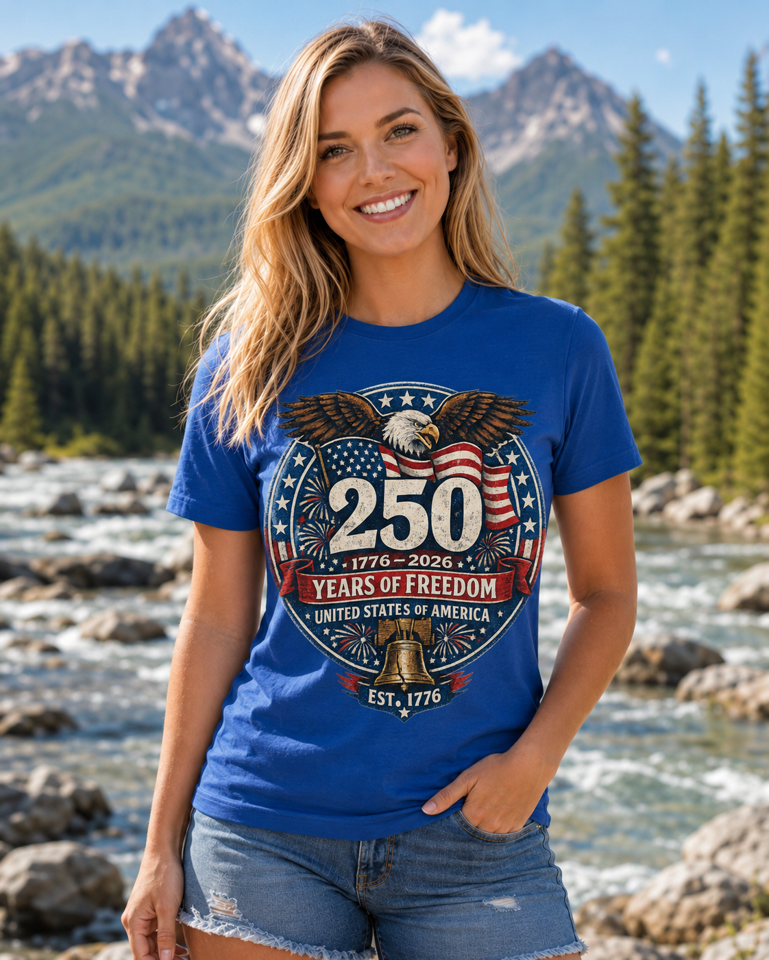 Vintage T-Shirt 250 Years Of Freedom Rustic Patriotic America