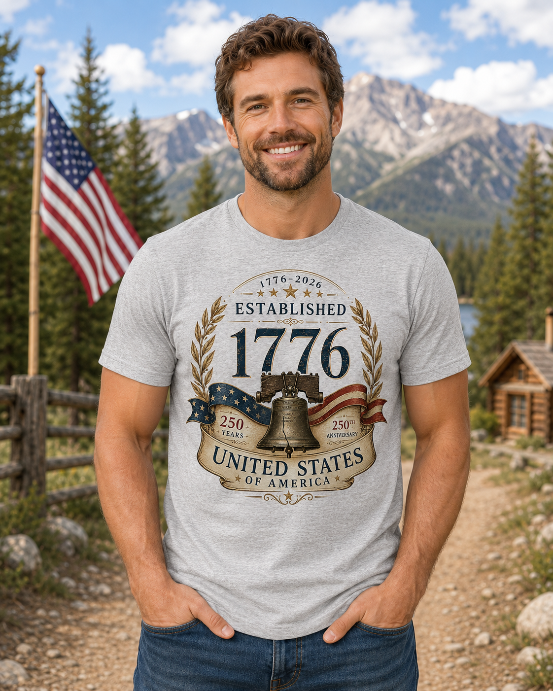 Vintage T-Shirt Premium Americana Established 1776 Patriotic Anniversary