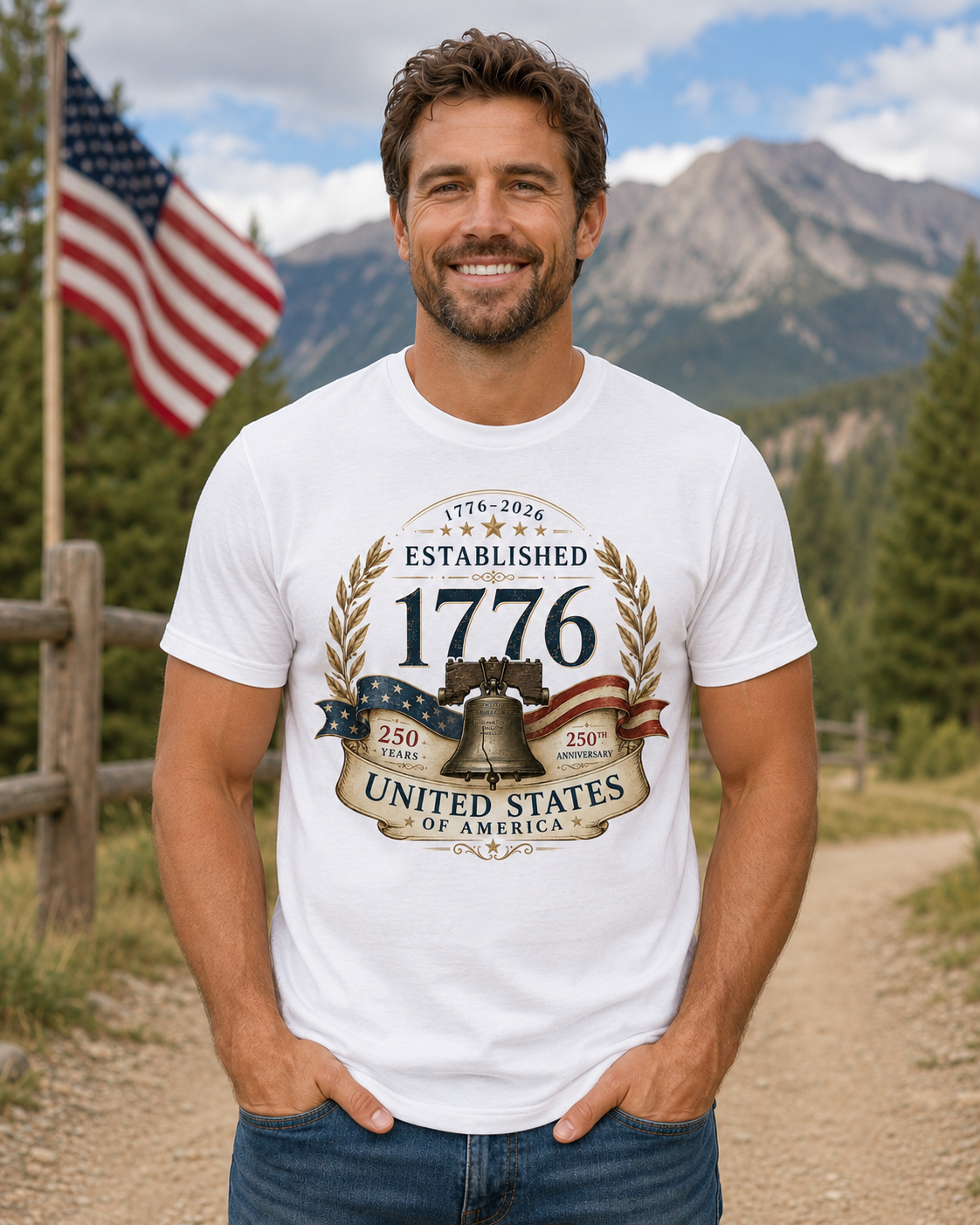 Vintage T-Shirt Premium Americana Established 1776 Patriotic Anniversary