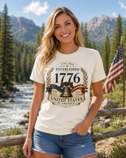 Vintage T-Shirt Premium Americana Established 1776 Patriotic Anniversary