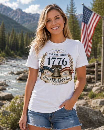 Vintage T-Shirt Premium Americana Established 1776 Patriotic Anniversary