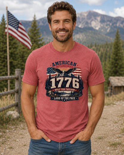 1 776 American Outdoorsman Patriotic Freedom T-Shirt