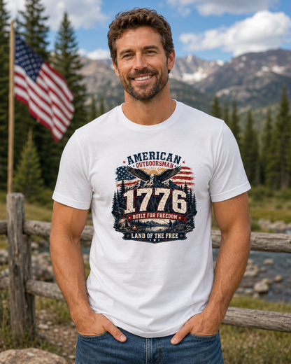 1 776 American Outdoorsman Patriotic Freedom T-Shirt