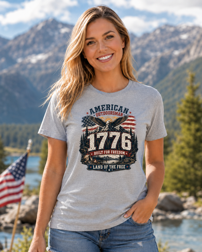 1 776 American Outdoorsman Patriotic Freedom T-Shirt