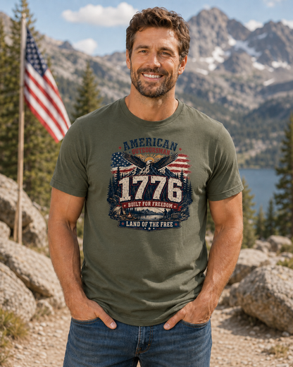 1 776 American Outdoorsman Patriotic Freedom T-Shirt