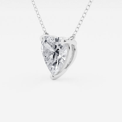 2.00 CTW Floating Heart Shape Lab Grown Diamond Solitaire Pendant Necklace F/G VS1 AGI Certified in 14K White or Yellow Gold