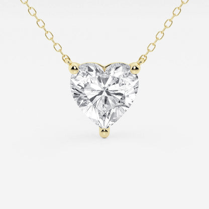 2.00 CTW Floating Heart Shape Lab Grown Diamond Solitaire Pendant Necklace F/G VS1 AGI Certified in 14K White or Yellow Gold