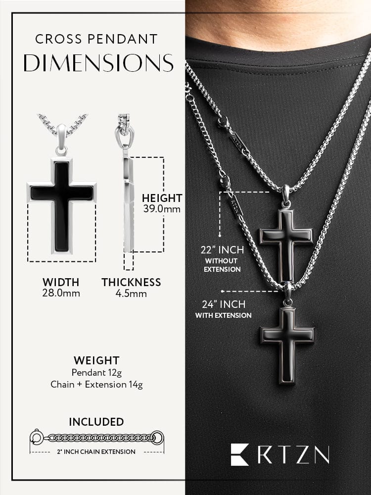 Black Onyx Cross Pendant Necklace