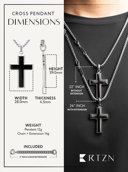 Black Onyx Cross Pendant Necklace
