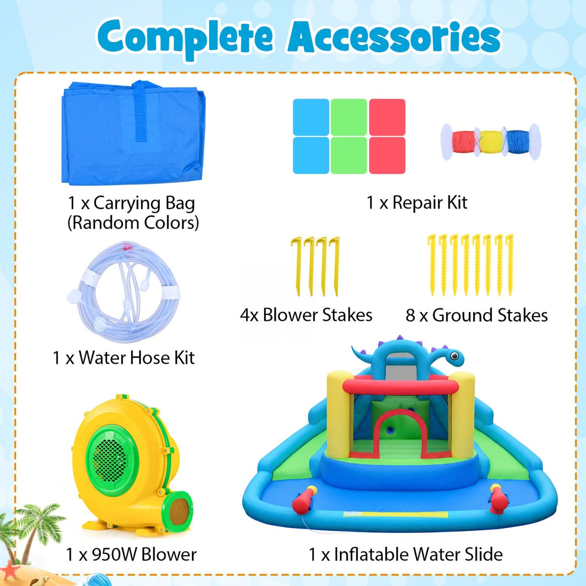 Dinosaur-themed Inflatable Water Slide Park Kids Inflatable Bounce House