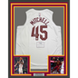 Framed Autographed/Signed Donovan Mitchell 35x39 Cleveland Cavaliers White Basketball Jersey Fanatics COA