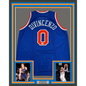Framed Autographed/Signed Donte Divincenzo 35x39 New York Blue Basketball Jersey Beckett BAS COA