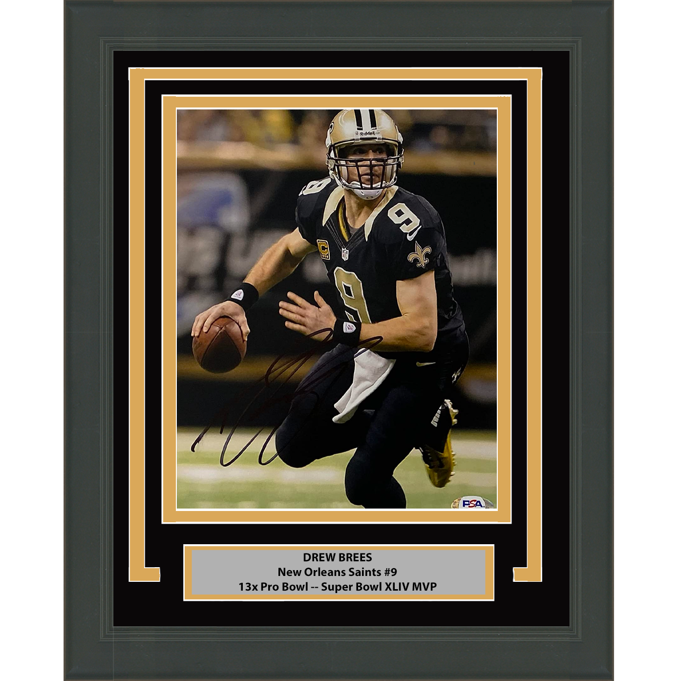 Framed Autographed/Signed Drew Brees New Orleans Saints 8x10 Football Photo PSA/DNA COA