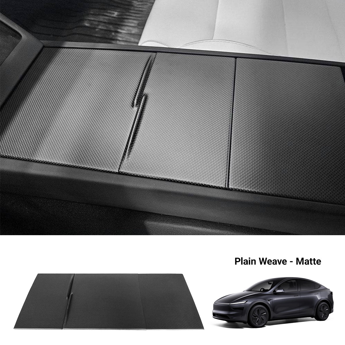 Dry Carbon Fiber Center Console Cover For Model Y Juniper / Model 3 Highland / Model YL