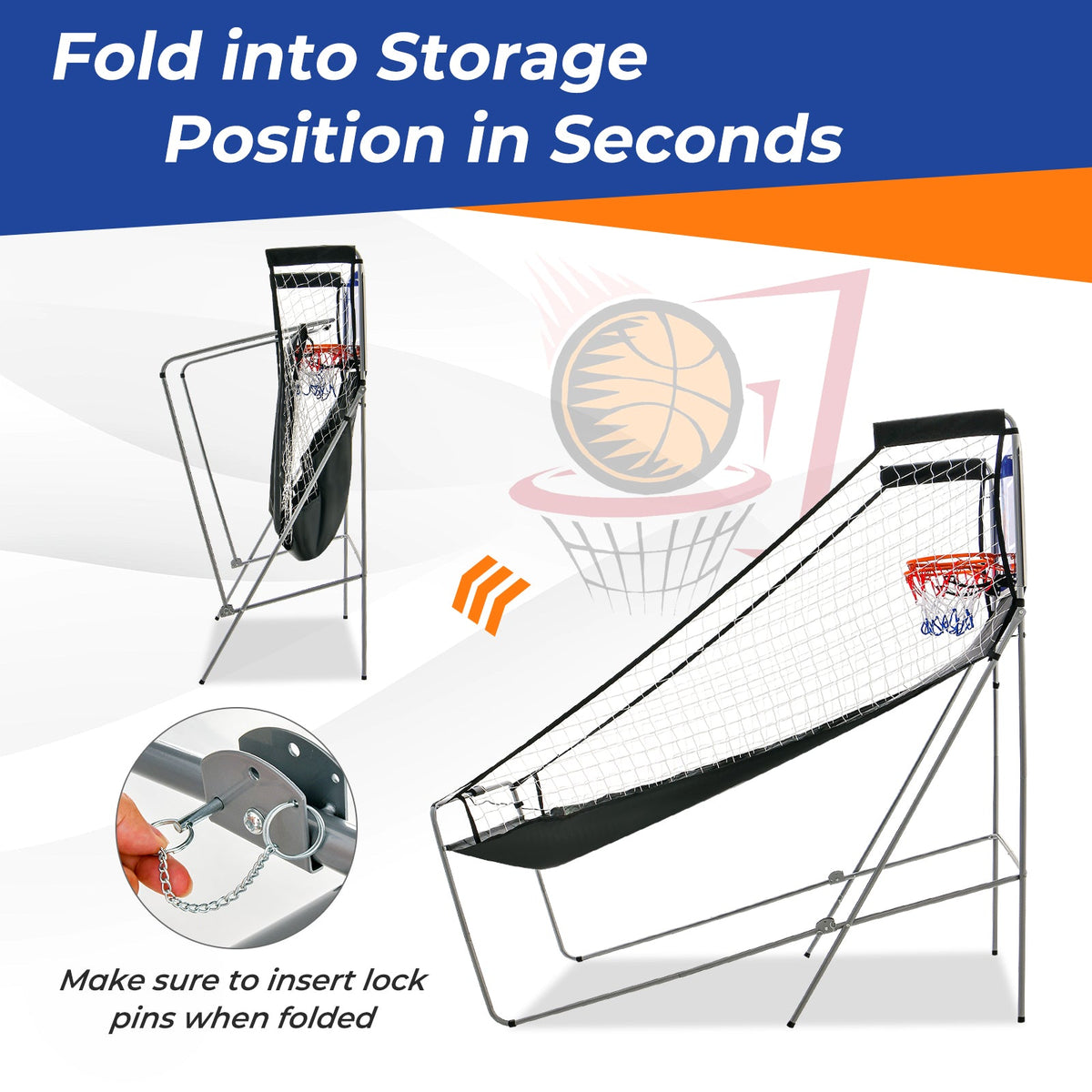 Dual Shot Basketball Arcade Game with 8 Game Modes and 4 Balls