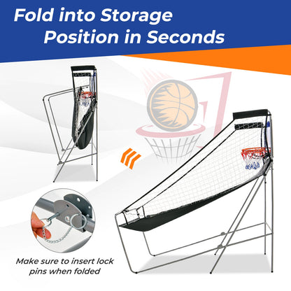 Dual Shot Basketball Arcade Game with 8 Game Modes and 4 Balls