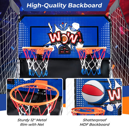 Dual Shot Basketball Arcade Game with 8 Game Modes and 4 Balls