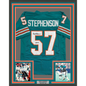 Framed Autographed/Signed Dwight Stephenson 35x39 HOF 98 Miami Teal Football Jersey JSA COA