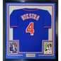 Framed Autographed/Signed Lenny Dykstra 35x39 New York Blue Baseball Jersey JSA COA