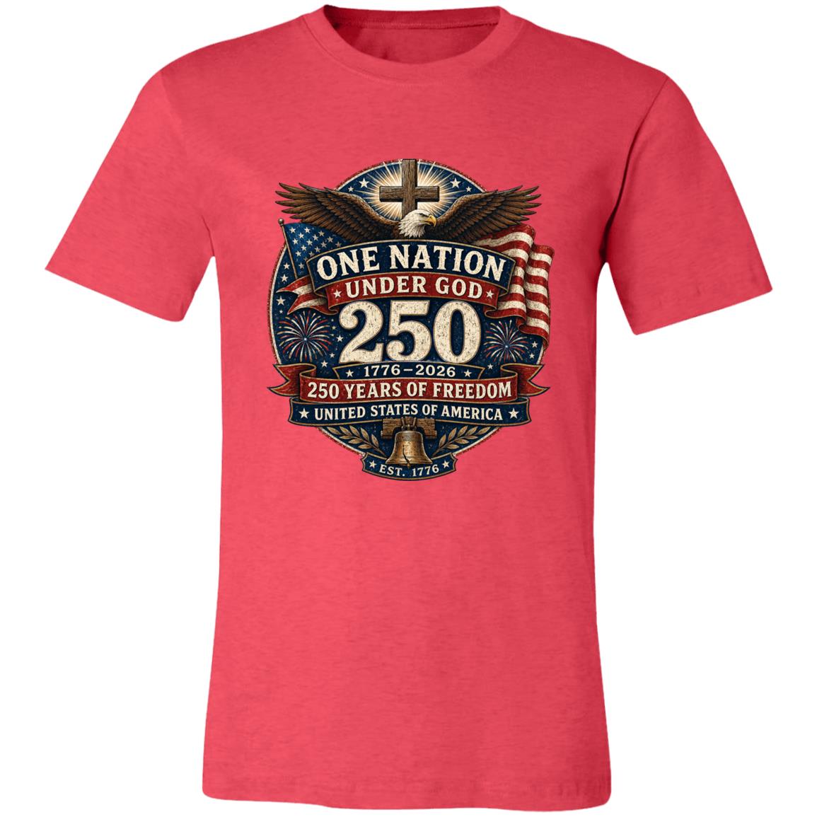 Vintage T-Shirt One Nation Under God Patriotic Freedom Cross
