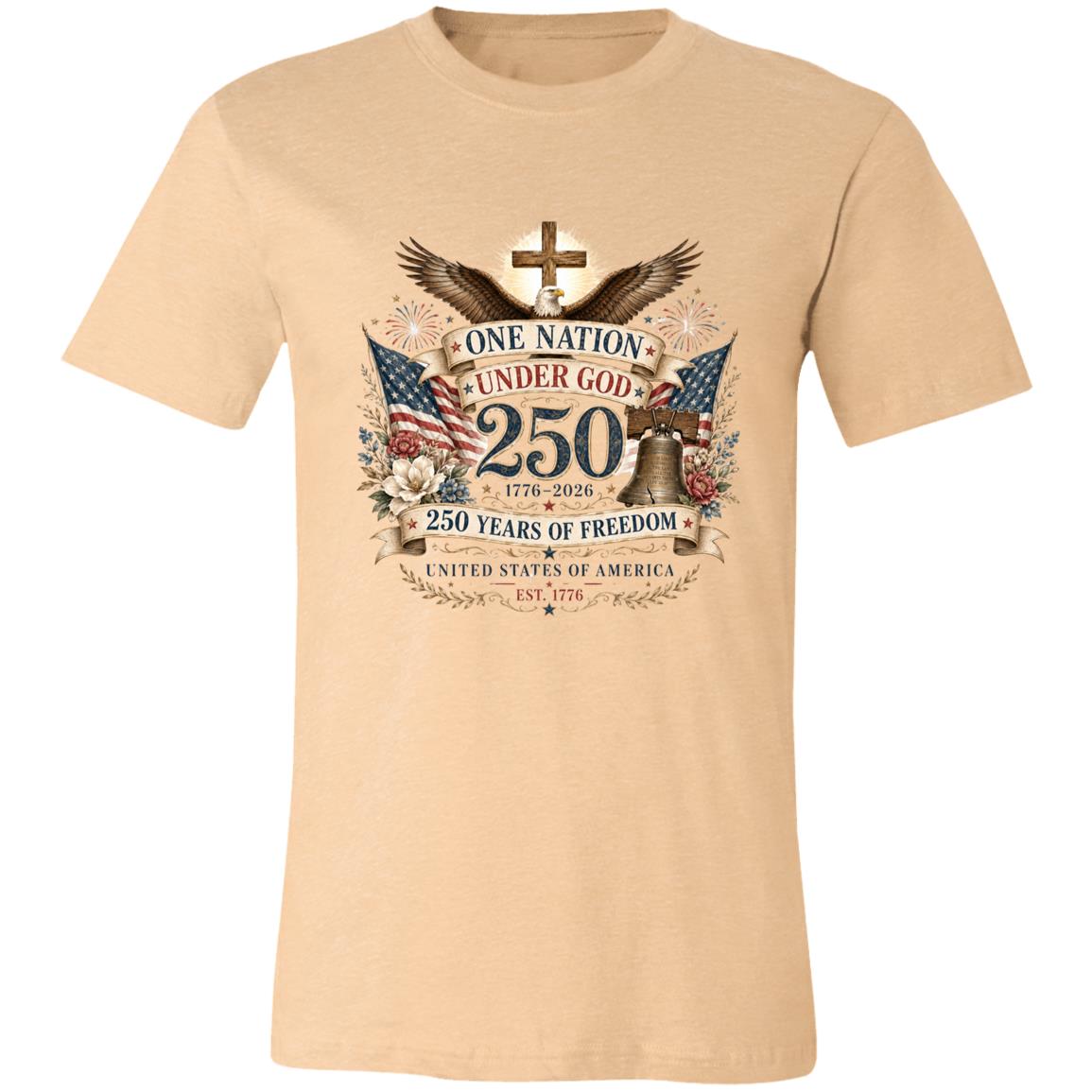 Ladies Vintage T-Shirt One Nation Under God Patriotic Freedom