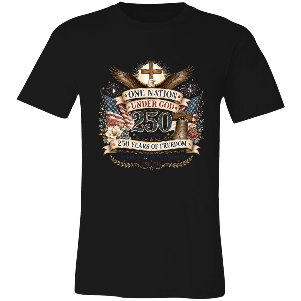 Ladies Vintage T-Shirt One Nation Under God Patriotic Freedom