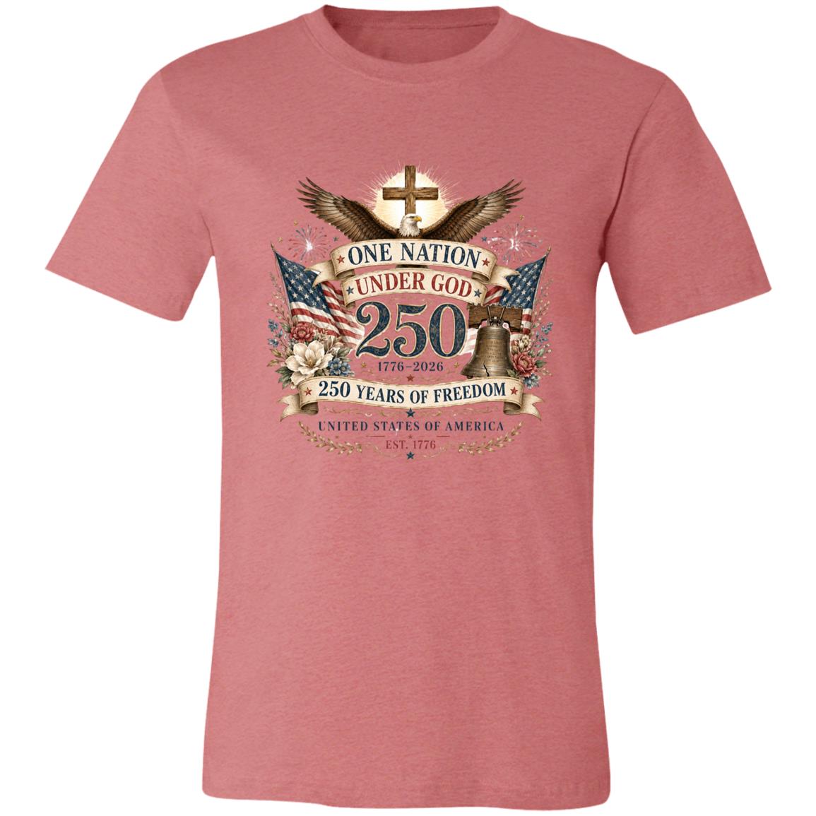 Ladies Vintage T-Shirt One Nation Under God Patriotic Freedom