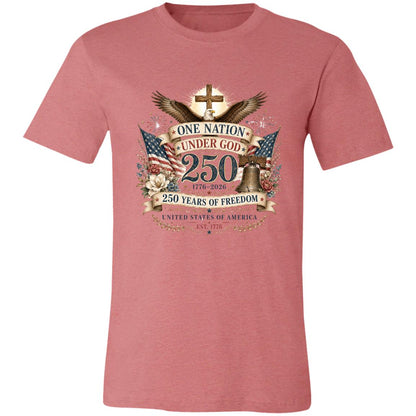Ladies Vintage T-Shirt One Nation Under God Patriotic Freedom