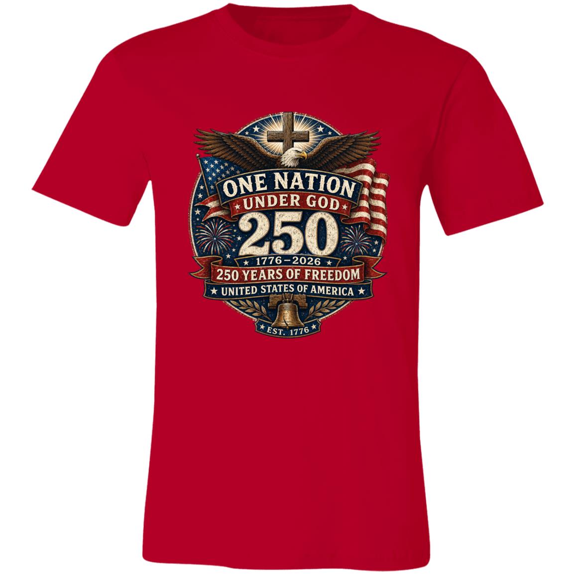 Vintage T-Shirt One Nation Under God Patriotic Freedom Cross