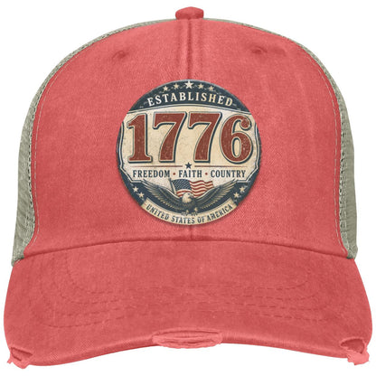 1776 Freedom Heritage Patriotic Fourth Of July Distressed Ollie Cap