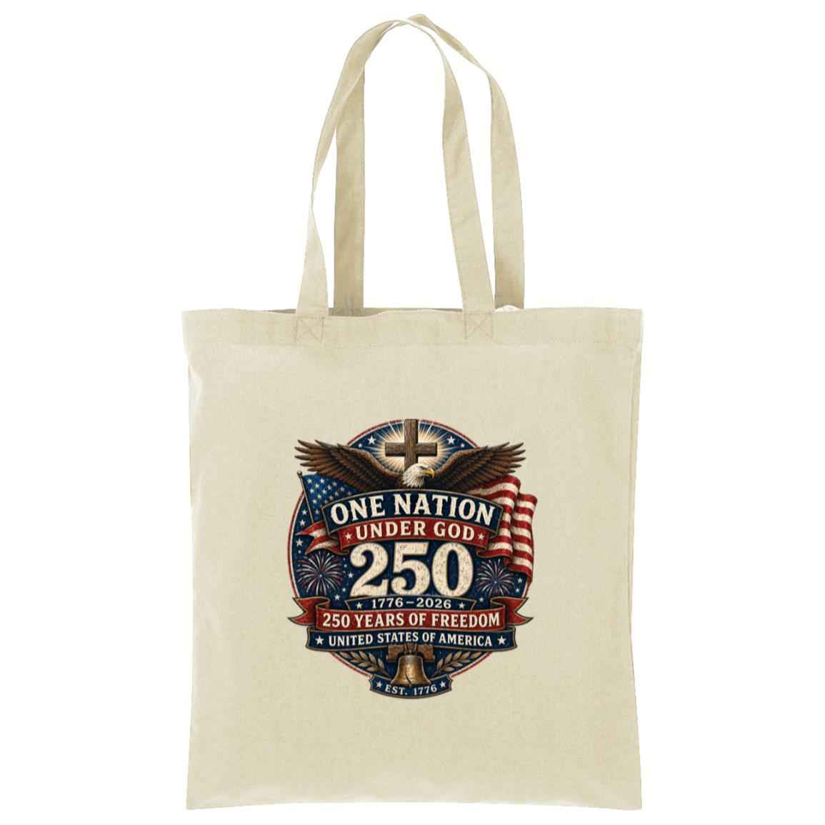 Cotton Tote One Nation Under God — 250 Years - Cross