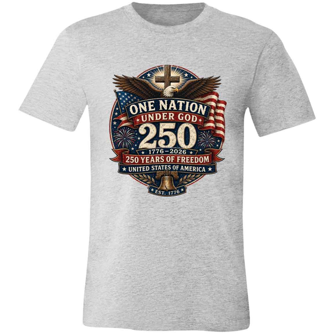 Vintage T-Shirt One Nation Under God Patriotic Freedom Cross