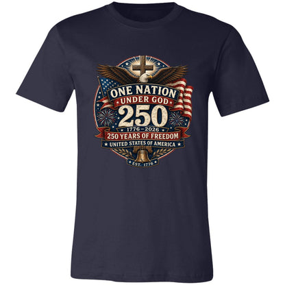 Vintage T-Shirt One Nation Under God Patriotic Freedom Cross