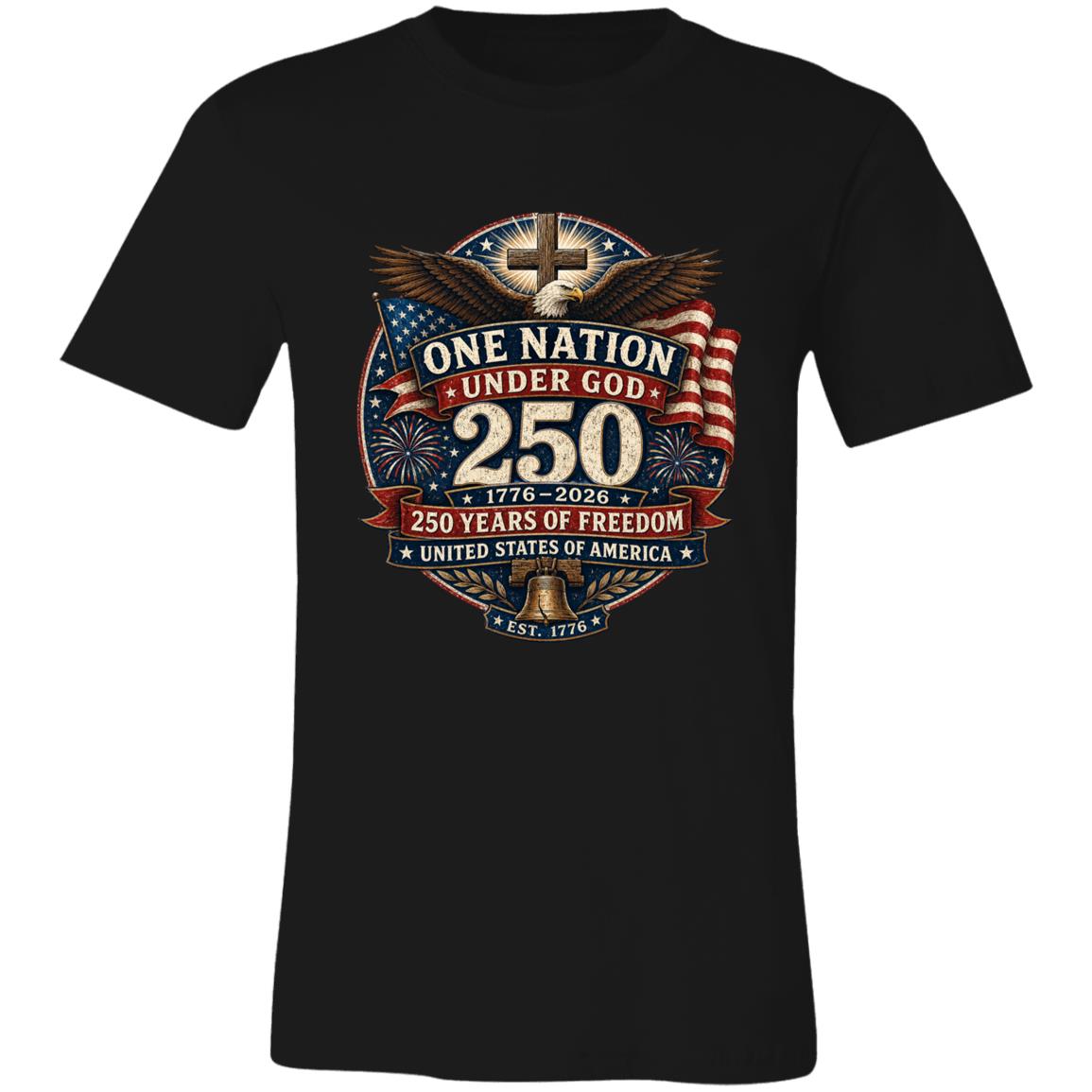 Vintage T-Shirt One Nation Under God Patriotic Freedom Cross